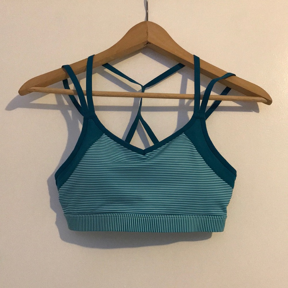 Champion sports bra teal striped small